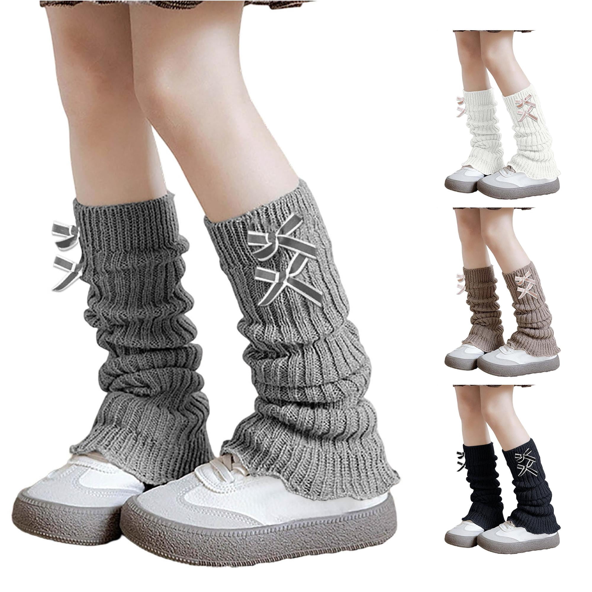 TBWNWG Elegant Lace Top Bowknot Leg Warmers for Girls Soft Knitted Leggings Style Sleeves Cozy Ankle Socks for Toddlers And Kids Size One Size