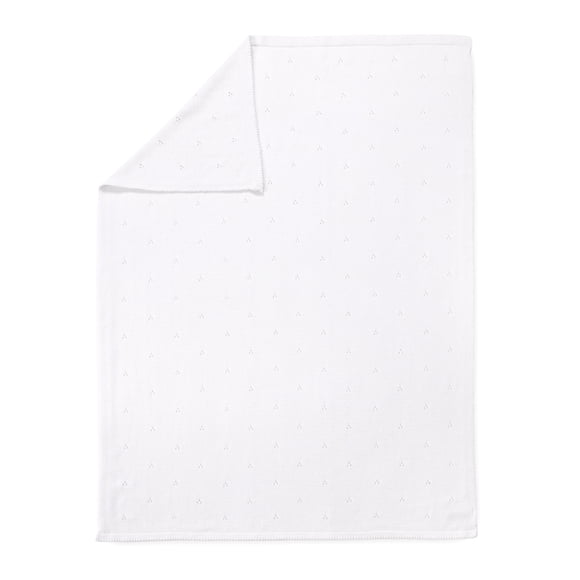 Couverture bébé en tricot de coton biologique blanc 76 x 102 cm