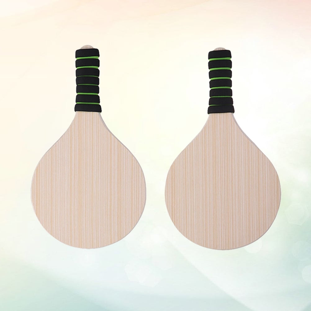 Niceauty 1Pair Wood Beach Ball Racket Khaki Paddle for Outdoor Backyard Park Use