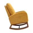 thumbnail image 6 of Upholstered Rocking Chair, Modern High Back Armchair, Comfortable Rocker with Fabric Padded Seat, Waist Pillow and Wood Base Accent Chair for Nursery, Living Room, Bedroom, Office, Yellow, 6 of 7