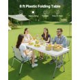 thumbnail image 2 of VEVOR Table Pliante en Plastique de 8 Pi Table Utilitaire de Pique-Nique Portable Poignée Intérieur Extérieur, 2 of 9