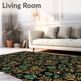 thumbnail image 2 of ODIKA 8'x10' Machine Washable Non-Slip Area Rug, Holiday Pinecone Cluster with Stylized Foliage Accents High Traffic Rug with Pad, Black, 624963, 2 of 8