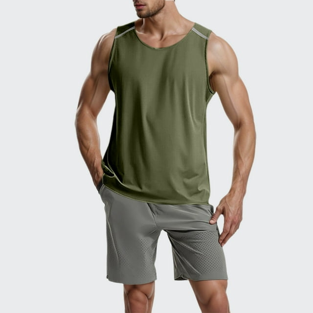 HUITKMM Compression Débardeur pour Hommes Débardeur d'Entraînement Sans Manches Col Rond pour entraînement Physique Course Sports Confortable Extensible Respirant Évacuant Léger Vêtements de Sport Actifs