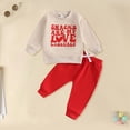 thumbnail image 2 of NOLDARES Baby Toddler Boys Outfits Set 2Pcs Long Sleeve Cute Print Graphic Round Neck Sweatshirt Top Sweatpants Casual Fall Winter Clothes Size:18-24 M,Beige, 2 of 6