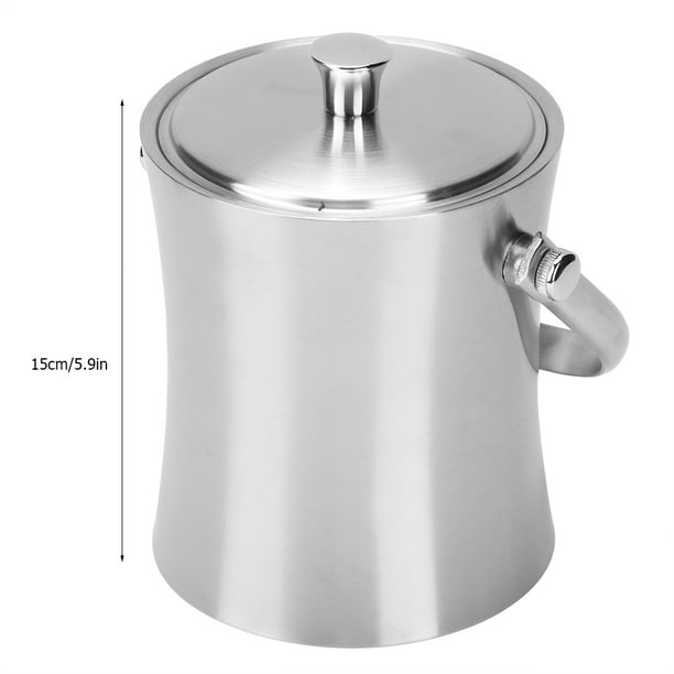 Hielera con Tapa Colador y Pinza ANGGREK Cubo Hielo Acero Inoxidable 1L Doble Pared