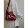 thumbnail image 5 of Bolso pequeño cuadrado de piel de charol rojo vintage, bolso de mano para debajo del brazo, bolso de hombro cuadrado a juego, bolso cruzado, 5 of 5