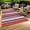 Bright red/dark blue/white-8*10ft, variant on Waterproof Outdoor Rug for Patio, Reversible Plastic Straw Mat – Modern Striped, UV Resistant, Durable, Easy Clean, for Deck, Porch, Balcony, Camping, RV, Light Blue, 8x10ft (244x305cm)