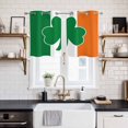 thumbnail image 2 of 2 Panels Kitchen Tier Curtains 39 Inch Length, St. Patrick's Day Grommets Window Treatment Curtain, Irish Flag Green Lucky Shamrock Thermal Curtains Drapes for Living Room/Bathroom, 2 of 9