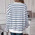 thumbnail image 4 of Lenpel Women's Oversized Sweratshirts Long Sleeve Color Block Striped Pullover Tops Loose Crew Neck Fall Outfits, 4 of 5