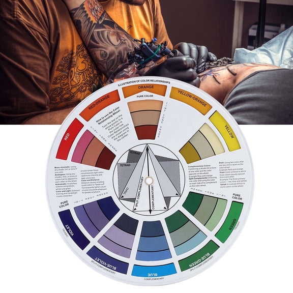 ANGGREK Color Wheel, Creative Paint Mixing Learning Pigment Guide Tutorial Art Class Teaching Tool for Makeup Blending Board Chart Color Mixed Guide Mix Colours, Ink Color Wheel
