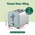 thumbnail image 2 of BELLA 2 Slice Toaster, Quick & Even Results Every Time, Wide Slots Fit Any Size Bread Like Bagels or Texas Toast, Drop-Down Crumb Tray for Easy Clean Up, Stainless Steel and Aqua, 2 of 5