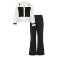 thumbnail image 4 of Haitryli Kids Girls Puff Long Sleeve Shirt with Bell-Bottom Pants Outfits for Birthday Party Holiday Gathering Black 11-12, 4 of 7