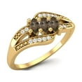 thumbnail image 2 of 0.41 Ctw Marquise Smoky Quartz 925 Sterling Silver Gold Vermeil Three Stone Women Valentines Day Gifts Ring, 2 of 3