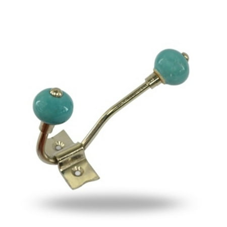 

Set of 3 Ceramic Double Cheviot Baby Blue Hook for Kitchen Room Bathroom Organizer