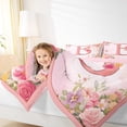 thumbnail image 5 of Homewish Initial Letter B Full Size Comforter Sets,Kawaii Flower Floral Bedding Comforter Set,Girls Pink Bedding Sets For Princess,Breathable Bedroom Decoration Reversible,3 Pieces, 5 of 9