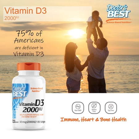 ドクターズベスト ビタミンD3 2000IU (50mcg) 180粒 ソフトジェル Doctor's Best Vitamin D3 サプリメント ビタミン ビタミンD-3 ビタミンサプリ