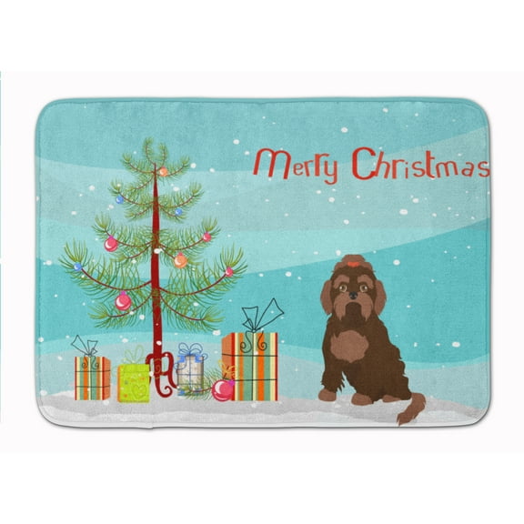 Brown Russian Tsvetnaya Bolonka Lap Dog Christmas Tree Machine Washable Memory Foam Mat