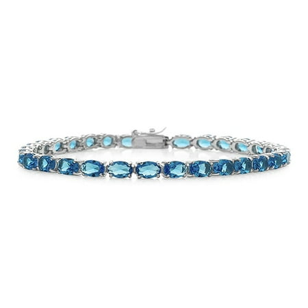 10 00 Carat Simulated Blue Topaz Tennis Bracelet In Sterling Silver 10 00 Carat Simulated Blue Topaz Tennis Bracelet In Sterling Silver 7 5