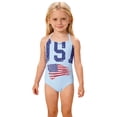 thumbnail image 2 of CCRFTGI 4th of July Girls Swimsuit Summer Beach Bathing Suit One Piece Patriotic USA Flag Swimwear Beach Adjustable Strap Girls Clothes Bathing Suits for Kids Light Blue 12-13 Years, 2 of 8