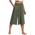 thumbnail image 3 of yunLCZ Women's Straight Leg Pants High Wa Women's Fashion Casual Cotton And Linen Wide Leg Pants Solid Color Large Size Loose Elastic Waist Cropped Pants, 3 of 3
