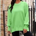 thumbnail image 6 of Fall Winter Sweater for Women Casual Crew Neck Long Sleeve Pullover Knit Blouse Lightweight Cute Loose Fit Side Slit Ribbed Jumper Tops, 6 of 6