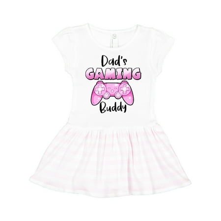 

Inktastic Dad s Gaming Buddy- Pink Controller Gift Toddler Girl Dress