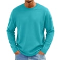 thumbnail image 3 of Inglocry Mens Long Sleeve T Shirts Casual Crew Neck Tee Shirts Lightweight Soft Pullover Tops Turquoise 2XL, 3 of 10