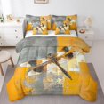 thumbnail image 1 of YST Dragonfly Comforter Set 7-Piece, Full Size, Yellow Grey, Oil Painting, 1 of 4
