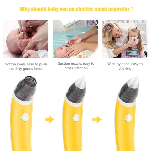 Aspirador nasal eléctrico Jadeshay para bebés con 2 boquillas Rosa Amarillo