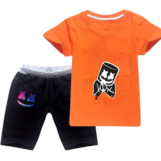 Conjunto de ropa DJ Marshmellow para niños de 2 a 16 años, niñas, adolescentes, top y pantalones cortos, conjunto deportivo, 2 piezas zhangmenya LED
