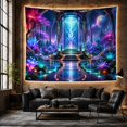 thumbnail image 6 of Luminous Portal in a Bioluminescent Garden, Mystical Fantasy for Space Lovers, Ethereal Sci-Fi Art Decor, Christmas Gift, Tapestry Wall Hanging for Bedroom and Living Room, 6 of 7