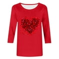 thumbnail image 5 of Dasayo Red Womens Tops Cute 3/4 Sleeve Valentine's Day Blouses Comfortable Spring Heart Tops T Shirts for Women L, 5 of 5