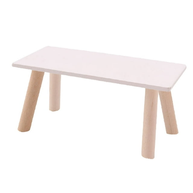 KAKOWELY Mini Tea Table Model Wooden Tea Table Model Miniature End Table Doll House Decor Mini House Decoration3.86"X1.89"X1.77"