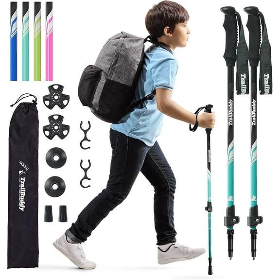 TrailBuddy Collapsible Kids Walking Poles with Carrying Bag