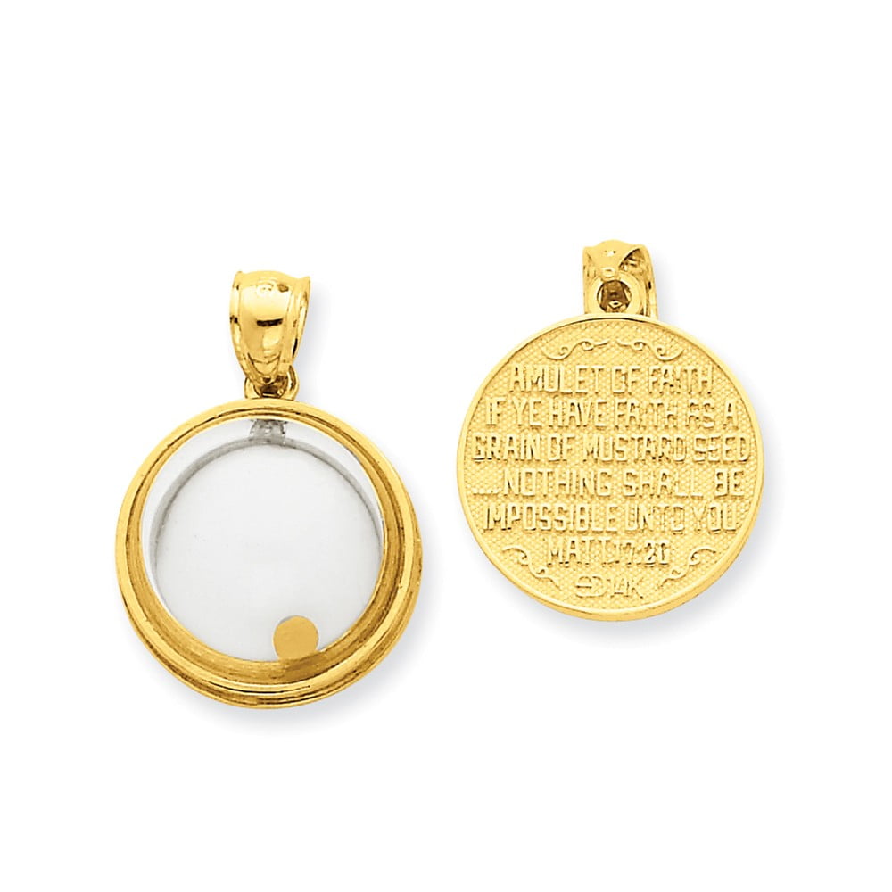 14k Yellow Gold Mustard Seed Domed If Ye Have Faith Pendant