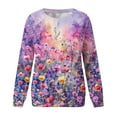 thumbnail image 4 of CLOISE Womens Sweatshirts Floral Print Oversized Sweatshirts Round Neck Long Sleeve Hoodies Shirts Multicolor Raglan Basic Tees Fall Fashion Y2k Clothes XL, 4 of 5