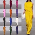 thumbnail image 2 of Mono de vestir con cuello alto y hombros descubiertos de color liso para mujer de estilo europeo., 2 of 6