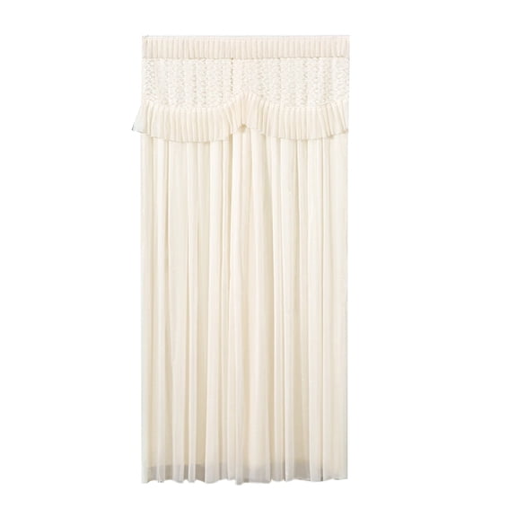 Kraoden Simply Lace Door Curtain Room Divider, Double-Layer Opaque Sheer Curtain for Bedroom and Kitchen, Punch-Free Installation with Velcro, Easy Care Polyester Fabric