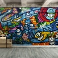 thumbnail image 2 of Idea4wall 4pcs Colorful One-eyed Bacteria Cartoon Printed Stick Wallpaper Removable Wall Murals Large Wall Stickers for Home Decoration, 66"x96", 2 of 5