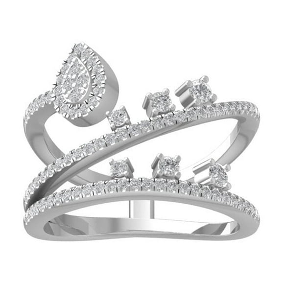 ARAIYA FINE JEWELRY 14K White Gold Diamond Fashion Band Ring (1/2 cttw, I-J Color, I2-I3 Clarity) Size 6