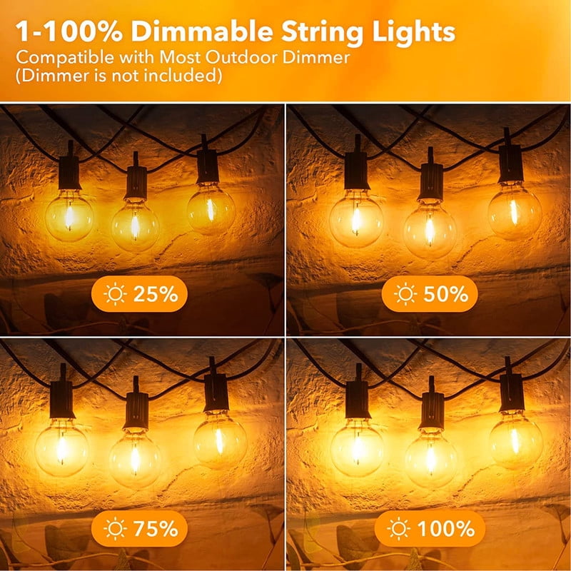 G40 LED Light Bulbs 1W E12 Base, 2200K Ultra Warm Yellow, Dimmable LED Globe Bulb for Vintage Lamps & Decorative Fixtures, 25Pack