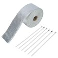 thumbnail image 1 of 5m Silver Car Exhaust Pipe Heat Insulation Cloth with Strap Auto Accessories, 1 of 4