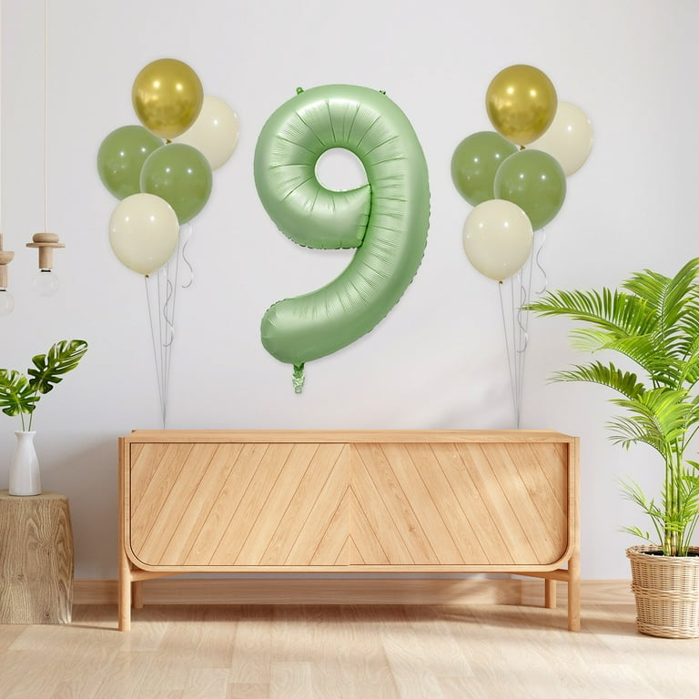 Green Pixel Miner 40-Inch Number '6' Foil Balloon - Large Number Balloon For Kids Birthday Party Decor