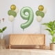 thumbnail image 3 of Juego de globos del primer cumpleaños - 0-9 números de papel de aluminio y 10 globos verdes con cinta para decoraciones de fiesta, 3 of 7