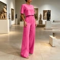 thumbnail image 5 of 2 Piece Sets for Women Solid Color Short Sleeve Crop Tops and High Waisted Wide Leg Pants with Pocket Set Summer Outfits Casual Workwear Casual Fashion 2026, 5 of 8