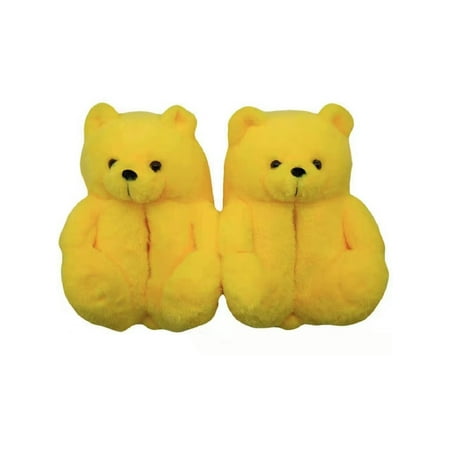 

Crocowalk House Slippers for Women Kids Teddy Bear Slippers Slip On Furry Indoor Shoes Girls Yellow 11.5C-5Y