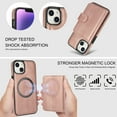 thumbnail image 2 of for iPhone 15 Case, Compatible with MagSafe, Detachable Magnetic Wallet Case with PU Leather Kickstand Card Slots Shockproof Protection 2 In 1 Function Case for iPhone 15, Rosegold, 2 of 6