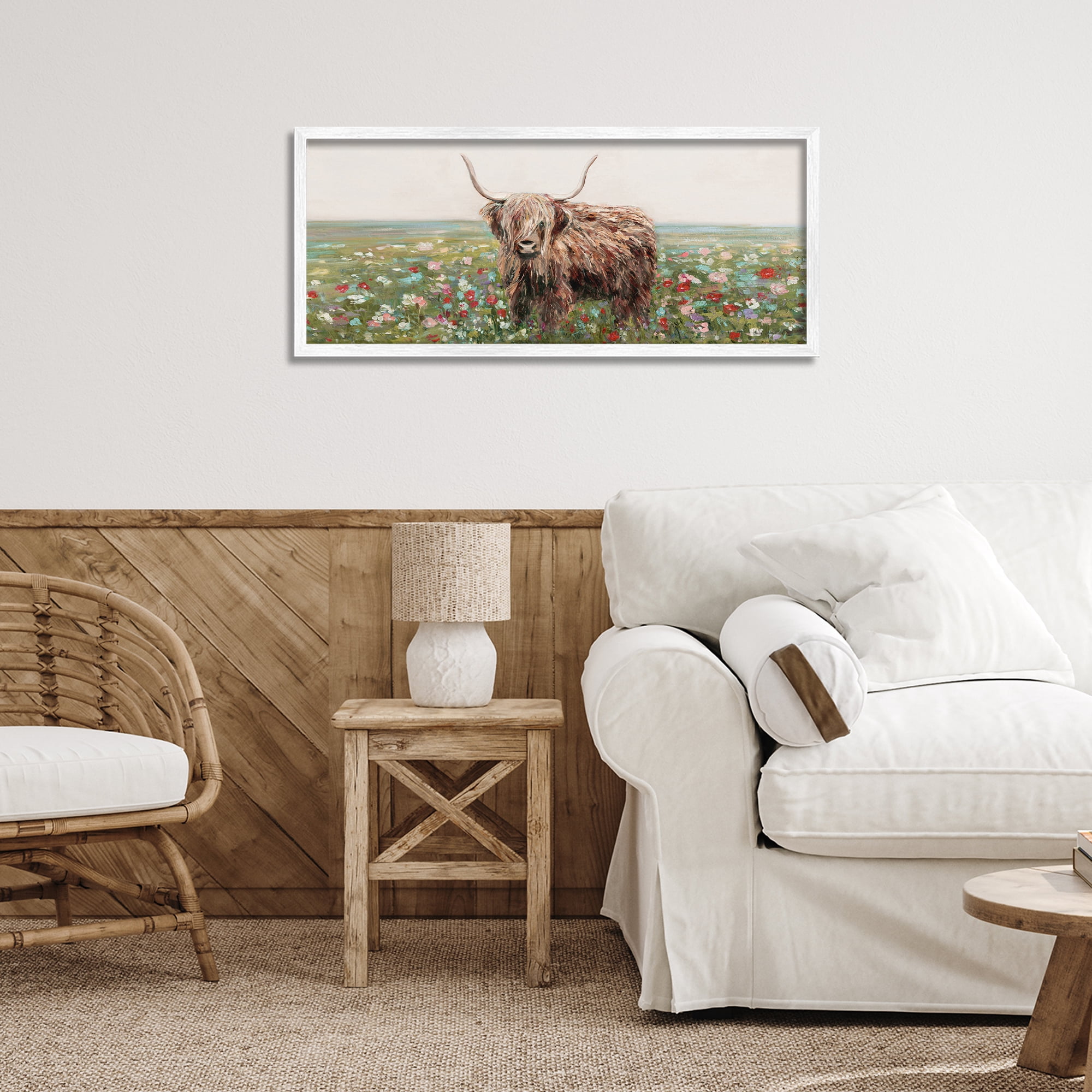 Stupell Industries Grazing In Poppy Field White Framed Giclee Art, design by Sally Swatland