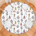 thumbnail image 2 of White Princess Knight Pattern Round Fitted Tablecloth with Elastic Edge,Dining Table Cover Waterproof,Outdoor Round Tablecloth for Camping,Dining,Indoor and Outdoor, 2 of 7