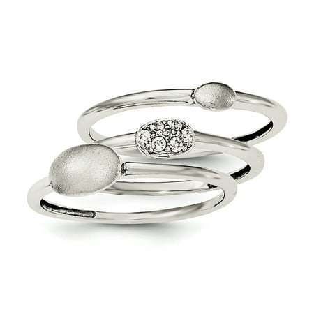 Roy Rose Jewelry Sterling Silver Polished CZ 3 Ring Set ~ Size 6